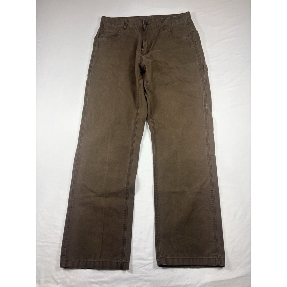 Berne Pants Mens 32x31 Brown Carpenter Relaxed Canvas Workwear 5-Pocket Jeans.
